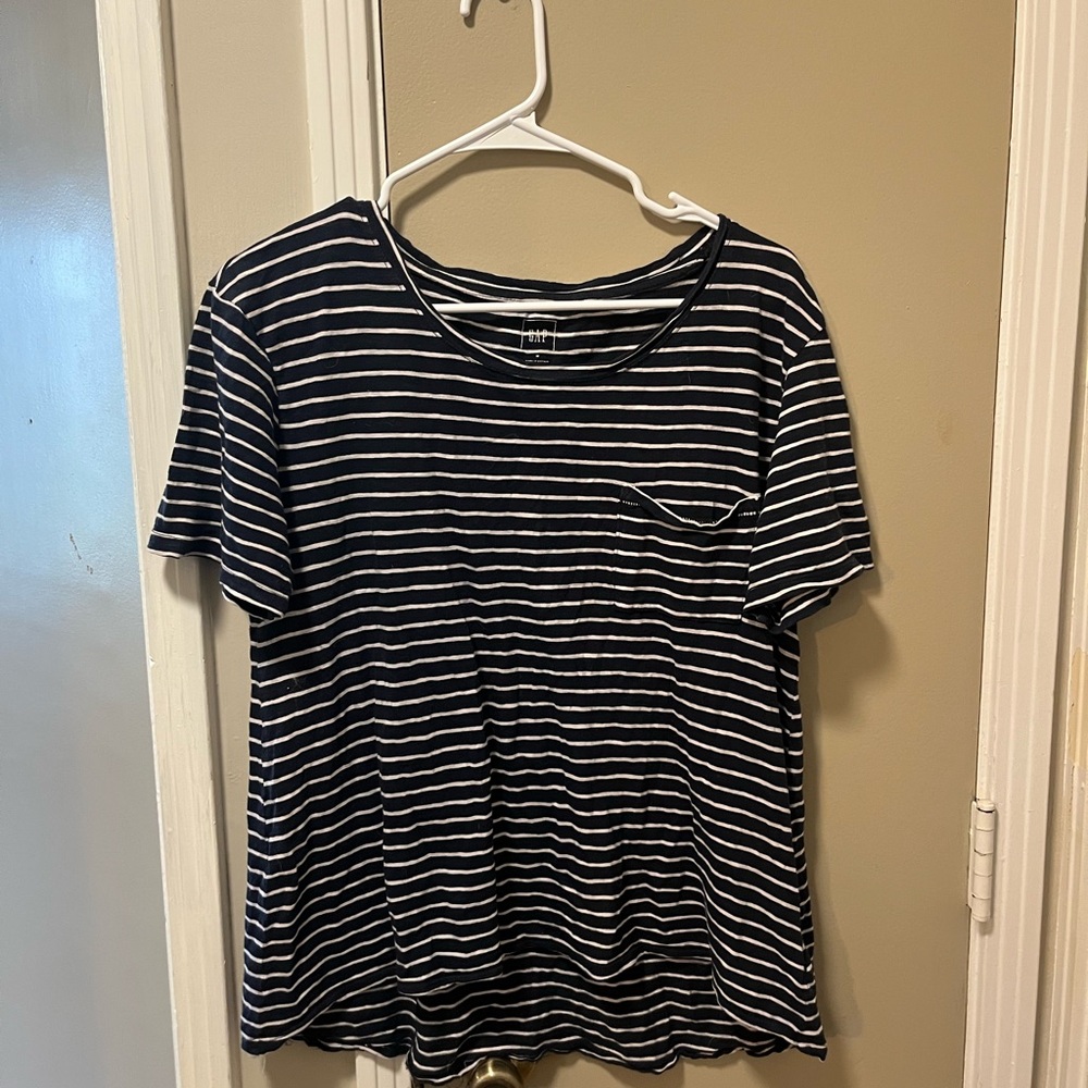 GAP Navy and White Striped Tee